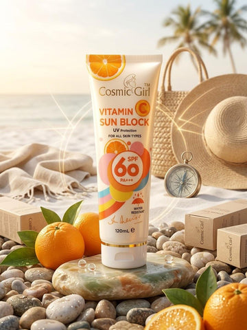 Cosmic Girl Vitamin C Sun Block SPF 60 PA+++ – UV Protection & Water Resistant Sunscreen – 120ml