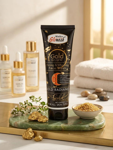 WithGlow Glomeash Gold Glow Foaming & Whitening Face Wash – Deep Cleansing & Oil Control – 120ml