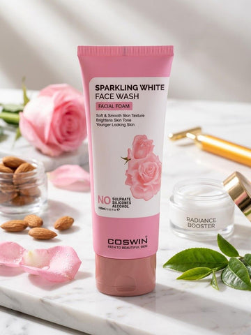 Coswin Sparkling White Face Wash Facial Foam – Brightening & Smooth Skin Care – Sulphate, Silicone & Alcohol Free – 100ml