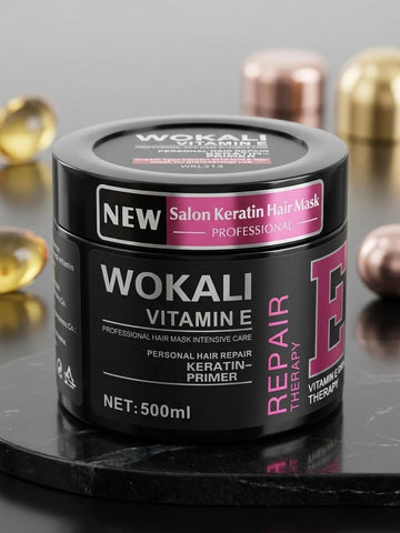 Wokali Vitamin E Salon Keratin Hair Mask 500ml – Professional Hair Repair & Intensive Care Treatment